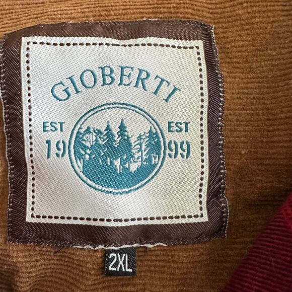 Gioberti Flannel Shirt Buffalo Check Contrasting Corduroy Red Black XXL Workwear - Picture 8 of 11